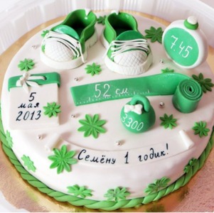 торт на годик зеленый